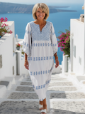 Evadne | Elegant Embroidered Tunic Maxi Dress