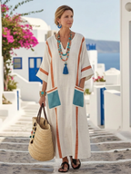 Noemi | Relaxed Ivory Striped Kaftan Maxi Dress