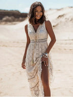 Emerson - Vintage Tassel Drawstring Boho Dress