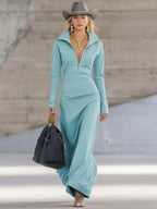Gaia | Sporty Dress with Zipper and V-Neck