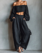 Tess™ - Off-Shoulder Set with Wide Pants