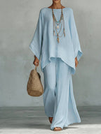 Beatrice - Minimalist Linen-Blend Flowy Top and Pants Set