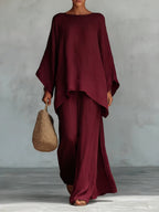 Beatrice - Minimalist Linen-Blend Flowy Top and Pants Set