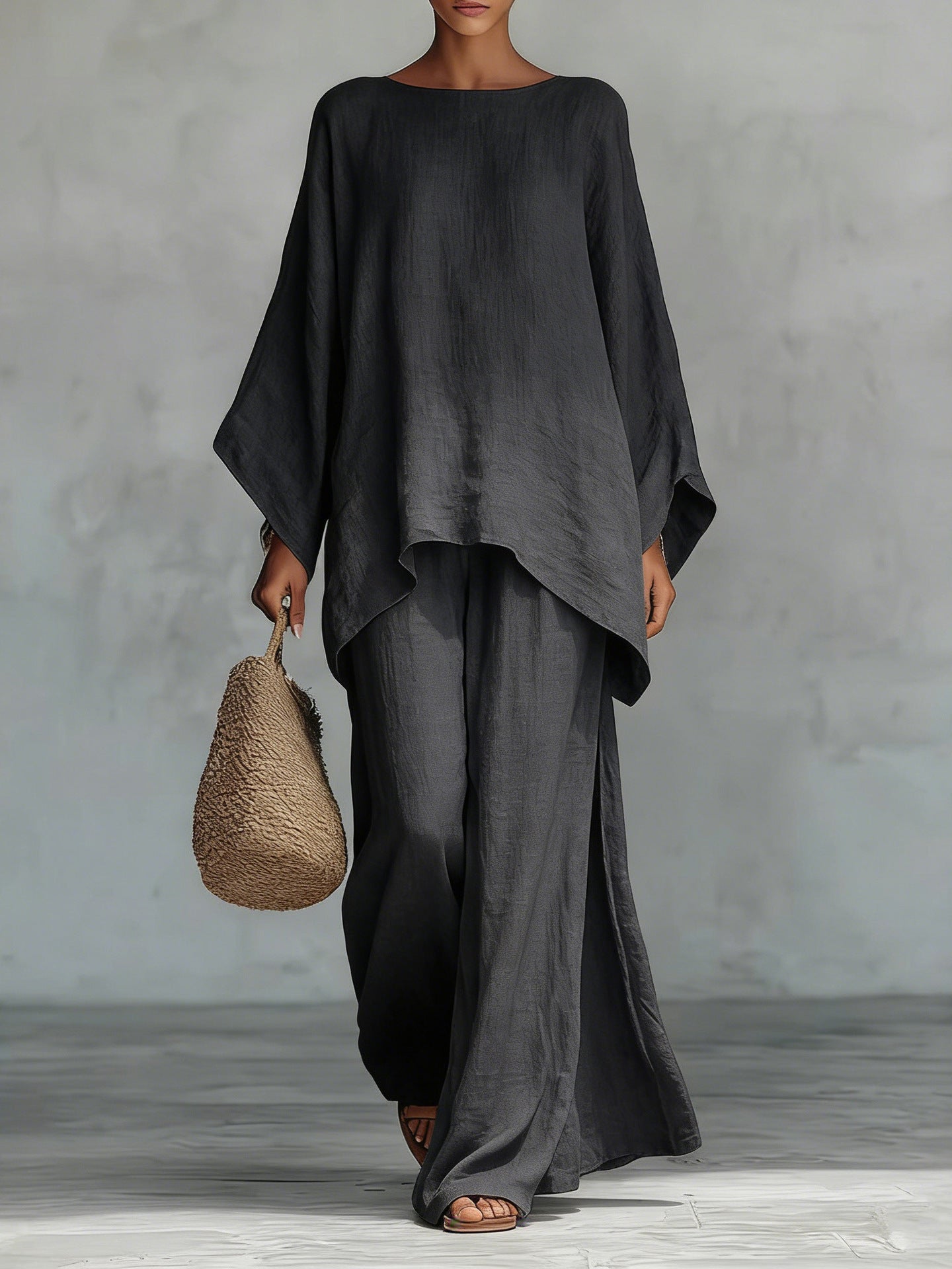 Beatrice - Minimalist Linen-Blend Flowy Top and Pants Set