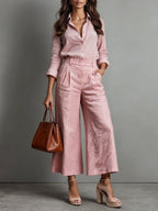 Pink Capri Pants and Loose Shirt Set
