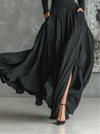 Soraya - Pleated Skirt and Black Fitted Long Sleeve Top Set