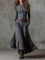 Elisa | Maxi Dress in Suede with Belt
