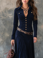 Iwona | Suede Maxi Dress with Belt