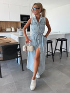 Hanna | Sleeveless Long Denim Dress
