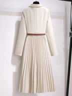 Adrienne | Women's Belted Pleated Midi Dress