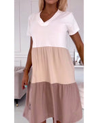 Alva | Color Block Casual Dress with Short Sleeves