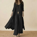 Raquel | Soft Three-Piece Set with Tunic and Wide-Leg Pants