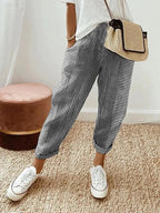Amynelle | Striped Pants Loose Fit Cropped Summer Pants