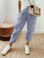 Amynelle | Striped Pants Loose Fit Cropped Summer Pants