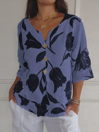 Sanne™ | Floral Button-Up Blouse