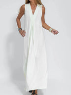 Maxi Dress Without Sleeves with V-Neck and Slit Plus Sizes