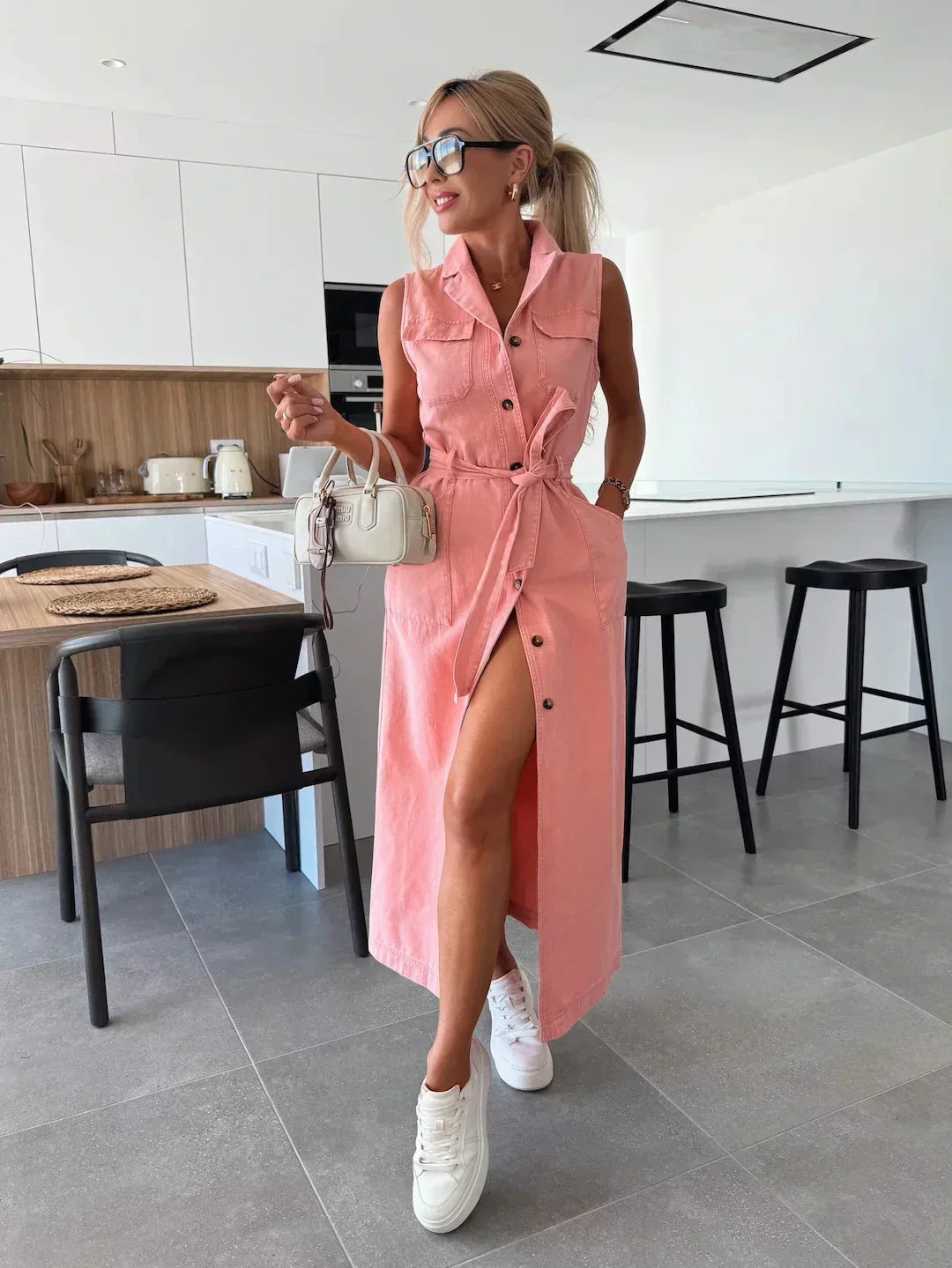 Hanna | Sleeveless Long Denim Dress