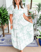 Solene - Boho Chic V-Neck Floral Maxi Dress