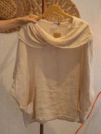 Tanith - Relaxed Fit 3/4 Sleeve Draped Neck Blouse