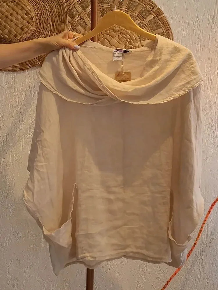 Tanith - Relaxed Fit 3/4 Sleeve Draped Neck Blouse