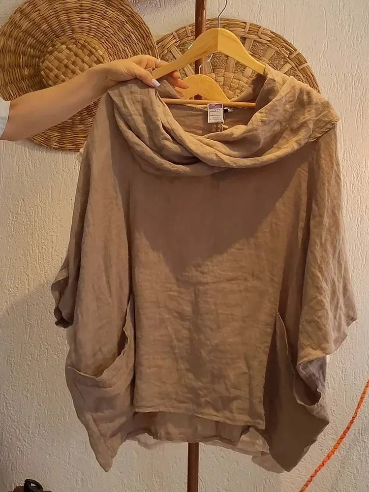 Tanith - Relaxed Fit 3/4 Sleeve Draped Neck Blouse