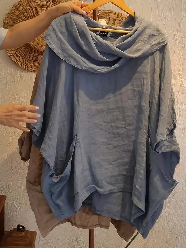 Tanith - Relaxed Fit 3/4 Sleeve Draped Neck Blouse