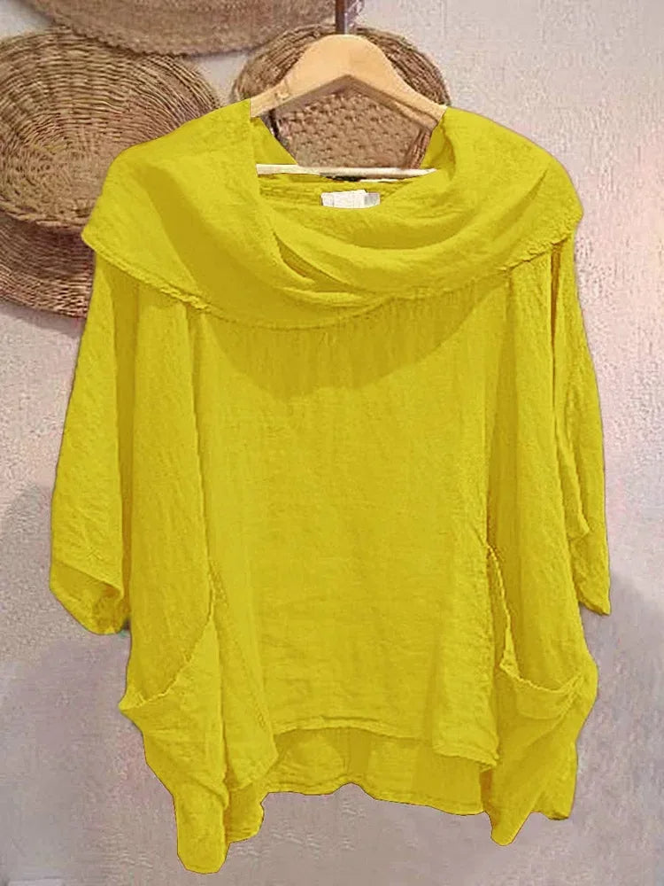 Tanith - Relaxed Fit 3/4 Sleeve Draped Neck Blouse