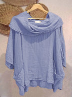 Tanith - Relaxed Fit 3/4 Sleeve Draped Neck Blouse
