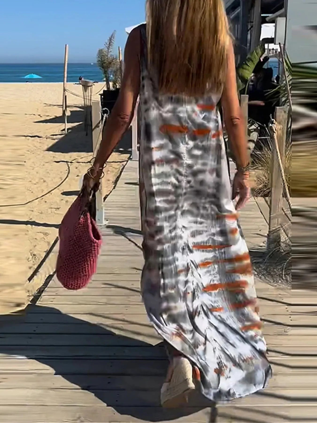 Abibi Maxi Cami with V-Neck Tie-Dye