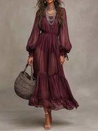 Gerda | Elegant Midi Dress with V-Neck