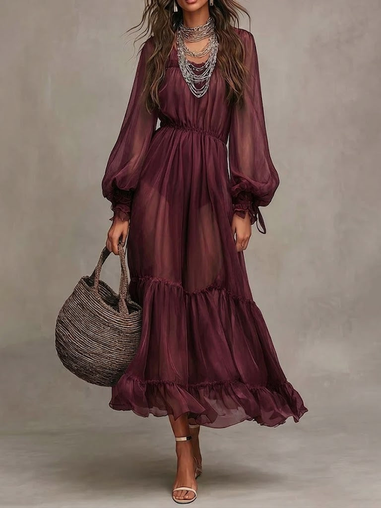 Gerda | Elegant Midi Dress with V-Neck
