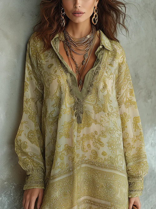 Bohemian Print Flowy Mini Dress