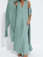 Maxi Dress Without Sleeves with V-Neck and Slit Plus Sizes