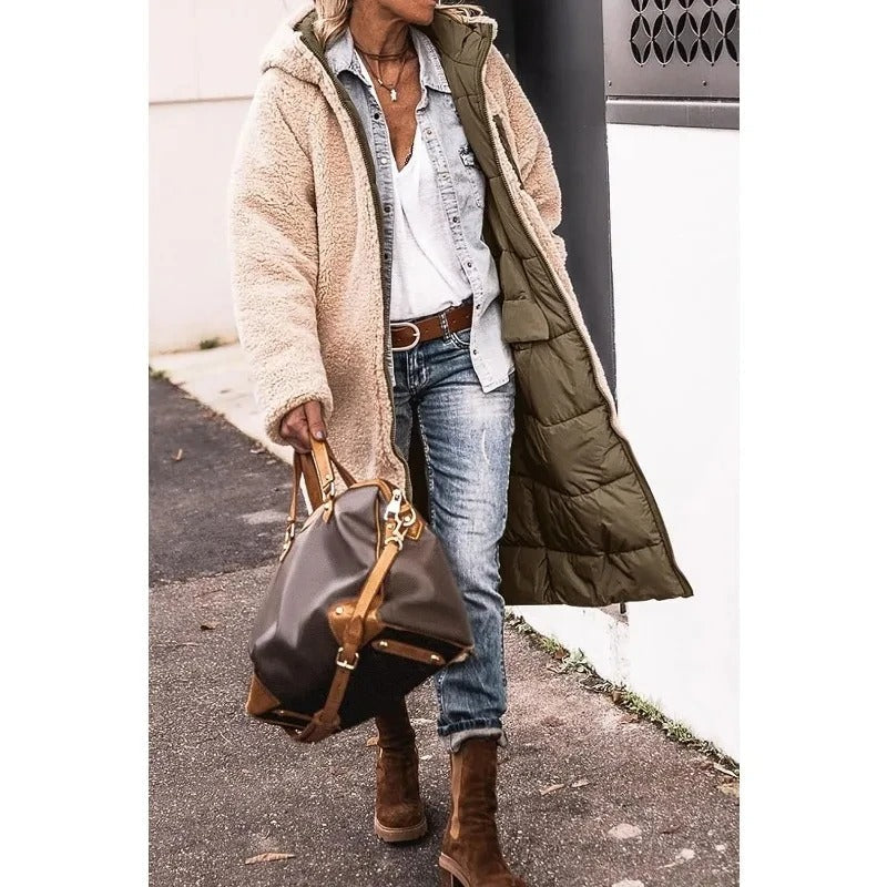 Zoe™ - Comfortable Warm Fleece Long Hooded Puffer Jacket