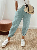 Amynelle | Striped Pants Loose Fit Cropped Summer Pants