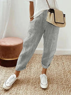 Amynelle | Striped Pants Loose Fit Cropped Summer Pants