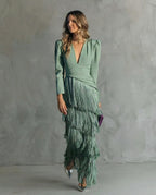 Louise | Elegant dress with fringe sleeves