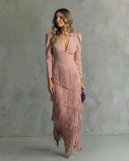 Lara | Elegant dress with fringe sleeves