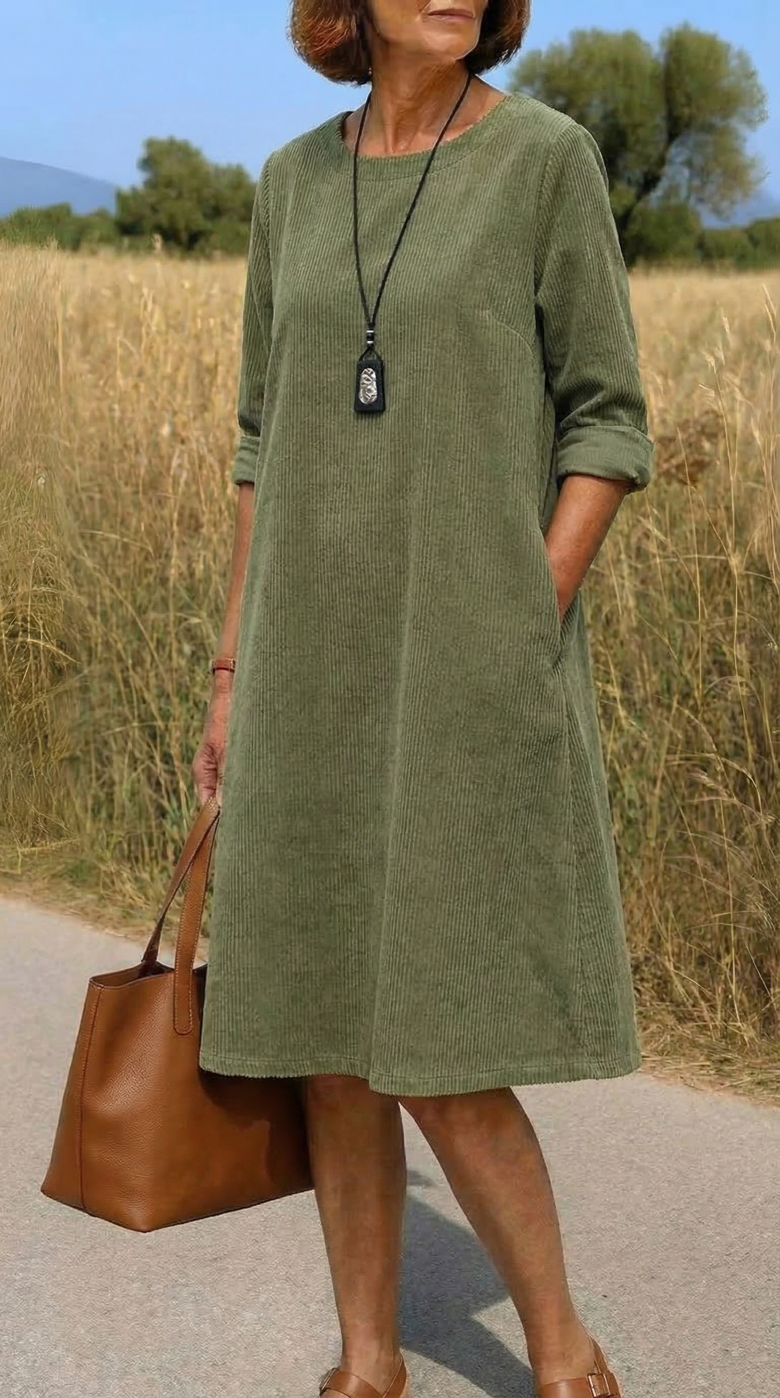 Comfortable Vintage Corduroy Tunic