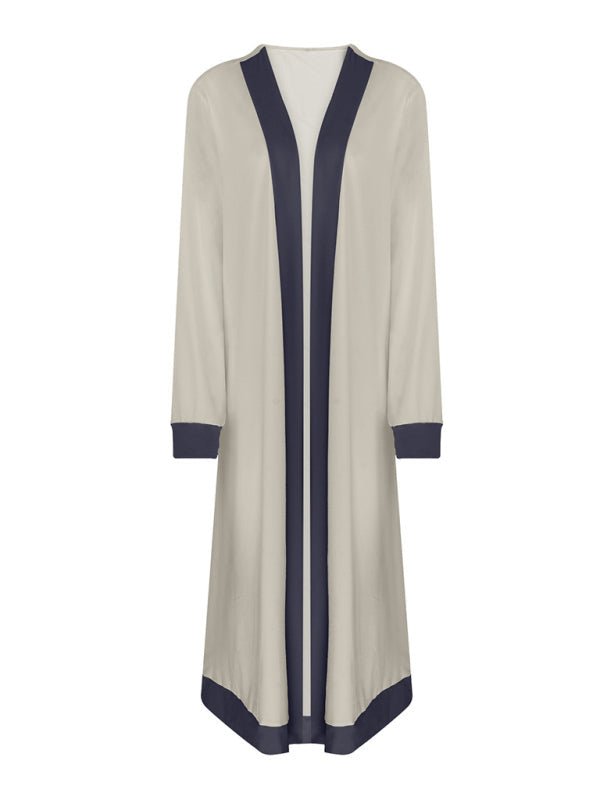 Contrast Color Sleeveless Cardigan Jacket and Pants Set