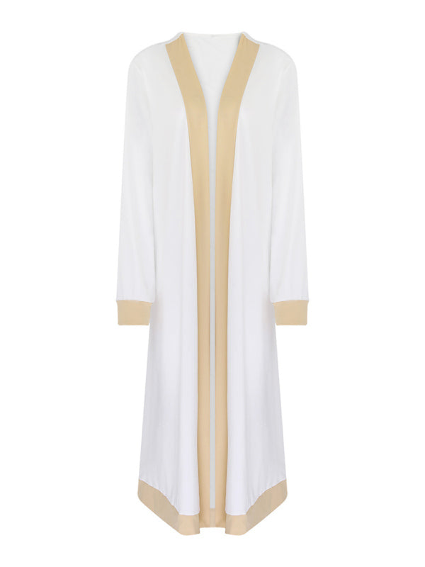 Contrast Color Sleeveless Cardigan Jacket and Pants Set