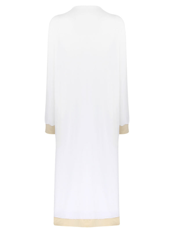 Contrast Color Sleeveless Cardigan Jacket and Pants Set