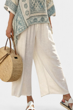 Quinley | Comfortable Printed Blouse and White Wide-Leg Pants