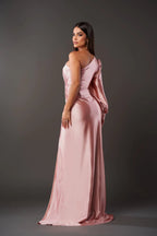 Estella - One-Sleeve Elegant Wedding Guest Maxi Dress