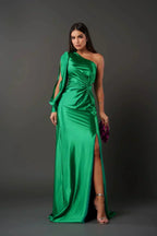 Estella - One-Sleeve Elegant Wedding Guest Maxi Dress