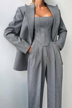 Imogen | Women's Herringbone Three Piece Suit Set