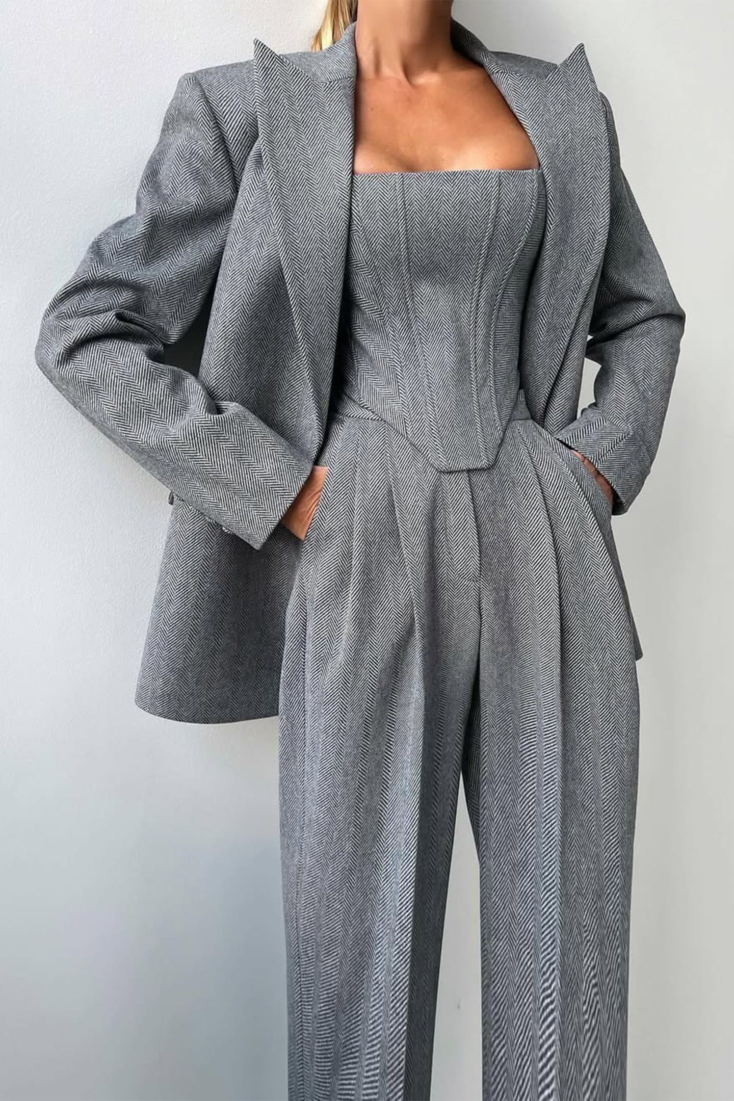 Imogen | Women's Herringbone Three Piece Suit Set