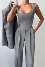 Imogen | Women's Herringbone Three Piece Suit Set