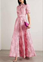 Anabella - Elegant Wedding Guest Maxi Dress with Short Puff Sleeves