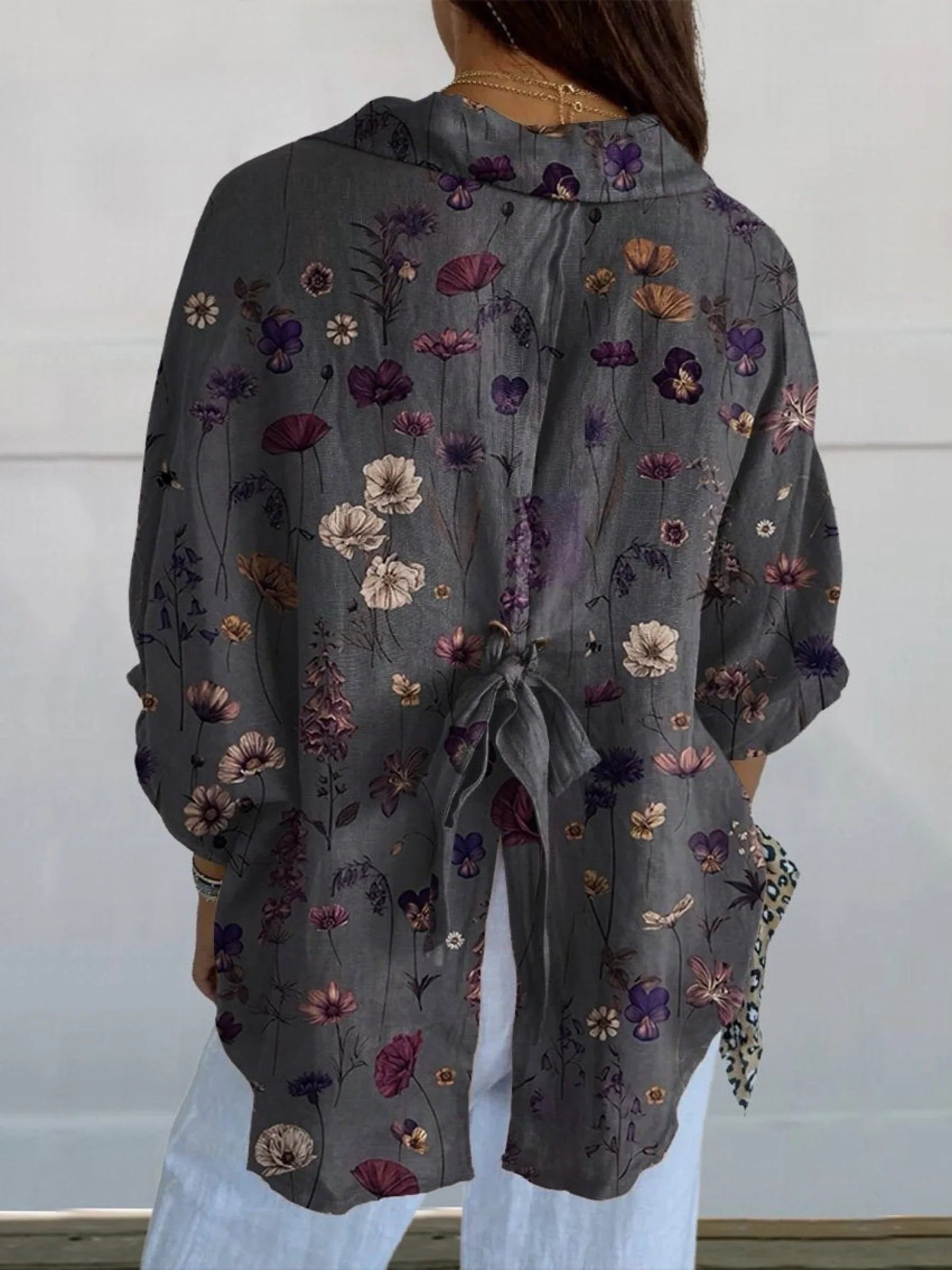 Nerys - Elegant Flower Print Pocket Skirt
